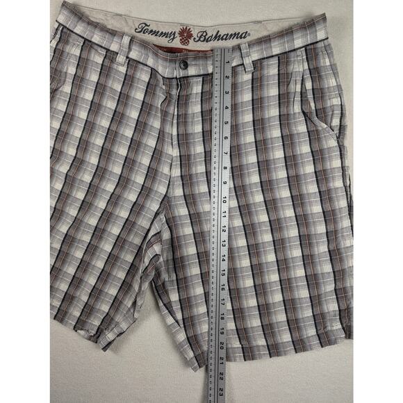 Tommy Bahama Paradise Nation Mens 38 Gray Linen Silk Blend Plaid Chino Shorts - Picture 5 of 5